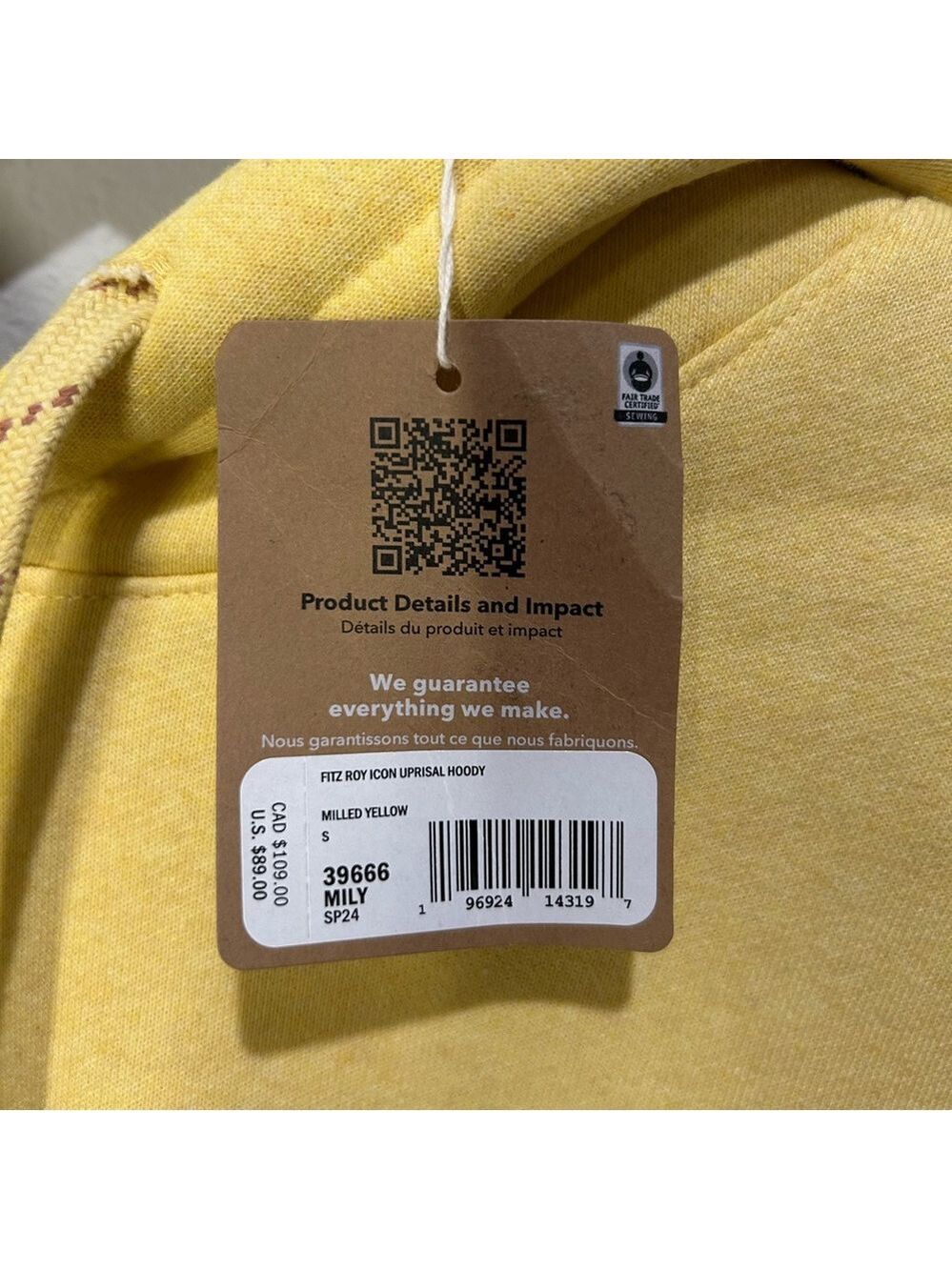 NWT Patagonia Fitz Roy Icon Uprisal Hoody Milled Yellow Size Small - Picture 5 of 5